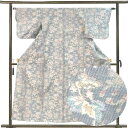 【中古】紬 リサイクル着物 身丈156cm 裄63cm 前幅24.5cm 後幅29cm 袖丈45cm 袖幅32cm レディース 単衣 花柄 裄Mサイズ 初夏・初...