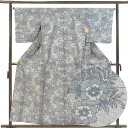 【中古】紬 リサイクル着物 身丈159cm 裄65cm 前幅27cm 後幅31cm 袖丈49cm 袖幅33cm レディース 単衣 花柄 裄Mサイズ 初夏・初秋用...