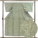 【中古】紬 リサイクル着物 身丈157cm 裄64cm 前幅23cm 後幅29.5cm 袖丈46cm 袖幅33cm レディース 単衣 連続模様 裄Mサイズ 初夏...