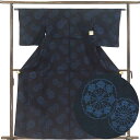【中古】紬 リサイクル着物 身丈163cm 裄62cm 前幅24cm 後幅30cm 袖丈48cm 袖幅32cm レディース 単衣 源氏車 裄Sサイズ 初夏・初秋...
