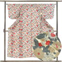 【中古】小紋 リサイクル着物 身丈153cm 裄64cm 前幅24.5cm 後幅30cm 袖丈47cm 袖幅32cm レディース 単衣 花柄 裄Mサイズ 初夏・...