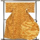 【中古】小紋 リサイクル着物 身丈159cm 裄64cm 前幅26cm 後幅30cm 袖丈44cm 正絹(シルク) レディース 袷仕立 秋冬春用 茶色 裄Mサイ...