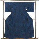 【中古】小紋 リサイクル着物 身丈160cm 裄66cm 前幅24cm 後幅30cm 袖丈45cm 正絹(シルク) レディース 袷仕立 秋冬春用 紺地 裄Mサイ...
