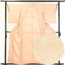 【中古】小紋 リサイクル着物 身丈160cm 裄65cm 前幅24cm 後幅28cm 袖丈52cm 正絹(シルク) レディース 袷仕立 秋冬春用 オレンジ地 裄...