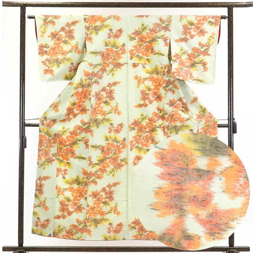 【中古】紬 リサイクル着物 身丈156cm 裄62cm 前幅22.5cm 後幅28cm 袖丈48cm 正絹(シルク) レディース 袷仕立 秋冬春用 緑地 裄Sサイズ 未使用品 リユース 【中古】紬 リサイクル着物 身丈156cm 裄62cm 前幅22.5cm 後幅28cm 袖丈48cm 正絹(シルク) レディース 袷仕立 秋冬春用 緑地 裄Sサイズ 未使用品 リユース