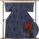 【中古】紬 リサイクル着物 身丈163cm 裄63cm 前幅22.5cm 後幅28.5cm 袖丈45cm 正絹(シルク) レディース 袷仕立 秋冬春用 紺地 裄...