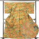 【中古】小紋 リサイクル着物 身丈163cm 裄65cm 前幅25cm 後幅30cm 袖丈51cm 正絹(シルク) レディース 袷仕立 秋冬春用 茶色 裄Mサイ...