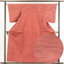 【中古】紬 リサイクル着物 身丈159cm 裄64cm 前幅24cm 後幅28cm 袖丈53cm 正絹(シルク) レディース 袷仕立 秋冬春用 ピンク地 裄Mサ...