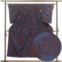 【中古】紬 リサイクル着物 身丈154cm 裄61cm 前幅23cm 後幅28.5cm 袖丈56cm 正絹(シルク) レディース 袷仕立 秋冬春用 紺地 裄Sサ...