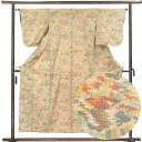 【中古】紬 リサイクル着物 身丈154cm 裄63cm 前幅21cm 後幅27cm 袖丈49cm 正絹(シルク) レディース 袷仕立 秋冬春用 茶色 裄Mサイズ...