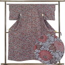 【中古】小紋 リサイクル着物 身丈153cm 裄62cm 前幅22.5cm 後幅29.5cm 袖丈45cm 袖幅31cm レディース 袷 菊 裄Sサイズ 秋冬春...