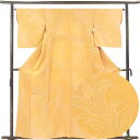 【中古】色無地 リサイクル着物 身丈161cm 裄65cm 前幅24.5cm 後幅28cm 袖丈49.5cm 袖幅33cm レディース 袷 花柄 裄Mサイズ 秋...