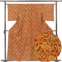 【中古】小紋 リサイクル着物 身丈160cm 裄65cm 前幅23.5cm 後幅30cm 袖丈49cm 袖幅32.5cm レディース 袷 植物 裄Mサイズ 秋冬...