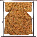 【中古】小紋 リサイクル着物 身丈155cm 裄63cm 前幅24cm 後幅29cm 袖丈46cm 正絹(シルク) レディース 袷仕立 秋冬春用 茶色 裄Mサイ...