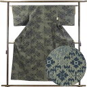 【中古】紬 リサイクル着物 身丈154cm 裄62cm 前幅24cm 後幅28cm 袖丈45cm 正絹(シルク) レディース 袷仕立 秋冬春用 グレー地 裄Sサ...