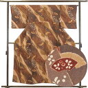 【中古】小紋 リサイクル着物 身丈157cm 裄65cm 前幅24cm 後幅28cm 袖丈48cm 正絹(シルク) レディース 袷仕立 秋冬春用 茶色 裄Mサイ...