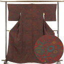 【中古】小紋 リサイクル着物 身丈168cm 裄65cm 前幅26cm 後幅30cm 袖丈49cm 正絹(シルク) レディース 袷仕立 秋冬春用 赤地 裄Mサイズ トールサイズ リユース