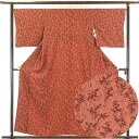 【中古】小紋 リサイクル着物 身丈160cm 裄67cm 前幅24cm 後幅29.5cm 袖丈48cm 正絹(シルク) レディース 袷仕立 秋冬春用 茶色 裄L...