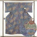 【中古】小紋 リサイクル着物 身丈152cm 裄62cm 前幅22.5cm 後幅28cm 袖丈48cm 正絹(シルク) レディース 袷仕立 秋冬春用 グレー地 ...