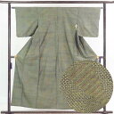 【中古】紬 リサイクル着物 身丈156cm 裄62cm 前幅24cm 後幅29cm 袖丈47cm 正絹(シルク) レディース 袷仕立 秋冬春用 緑地 裄Sサイズ...