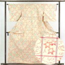 【中古】紬 リサイクル着物 身丈160cm 裄62cm 前幅22.5cm 後幅28cm 袖丈49cm 正絹(シルク) レディース 袷仕立 格子 秋冬春用 白地 ...