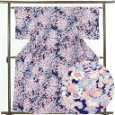 【中古】小紋 リサイクル着物 身丈160cm 裄62cm 前幅23cm 後幅29.5cm 袖丈49cm 正絹(シルク) レディース 袷仕立 秋冬春用 紺地 裄S...