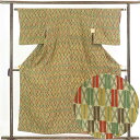 【中古】小紋 リサイクル着物 身丈156cm 裄61cm 前幅22.5cm 後幅28cm 袖丈46cm 正絹(シルク) レディース 袷仕立 秋冬春用 茶色 裄S...