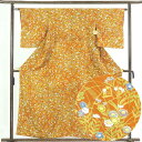 【中古】小紋 リサイクル着物 身丈158cm 裄63cm 前幅23cm 後幅27.5cm 袖丈48cm 正絹(シルク) レディース 袷仕立 秋冬春用 茶色 裄M...