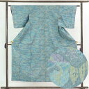 【中古】紬 リサイクル着物 身丈150cm 裄61cm 前幅22.5cm 後幅27.5cm 袖丈46cm 正絹(シルク) レディース 袷仕立 秋冬春用 ブルー地...