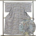 【中古】小紋 リサイクル着物 身丈156cm 裄丈64cm 前幅23.5cm 後幅29.5cm 袖丈49cm 袖幅33cm レディース 袷 風景画 裄Mサイズ ...