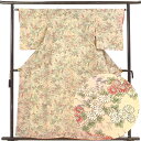 【中古】小紋 リサイクル着物 身丈160cm 裄丈64cm 前幅22.5cm 後幅29cm 袖丈51cm 袖幅32.5cm レディース 袷 四季の花柄 裄Mサイ...