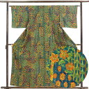 【中古】小紋 リサイクル着物 身丈159cm 裄丈64cm 前幅22.5cm 後幅29cm 袖丈45cm 袖幅32.5cm レディース 袷 植物 裄Mサイズ 秋...