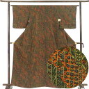 【中古】小紋 リサイクル着物 身丈165cm 裄63cm 前幅22cm 後幅30cm 袖丈48cm 袖幅32.5cm レディース 袷 更紗 裄Mサイズ 秋冬春用...