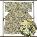 【中古】小紋 リサイクル着物 身丈151cm 裄63cm 前幅23cm 後幅29cm 袖丈47cm 袖幅33cm レディース 袷 花柄 裄Mサイズ 秋冬春用 正...