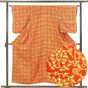 【中古】小紋 リサイクル着物 身丈155cm 裄63cm 前幅23cm 後幅28cm 袖丈56cm 袖幅32.5cm レディース 袷 抽象柄 裄Mサイズ 秋冬春...