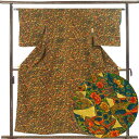 【中古】小紋 リサイクル着物 身丈157cm 裄62.5cm 前幅22.5cm 後幅28cm 袖丈48cm 袖幅32cm レディース 袷 扇面 裄Sサイズ 秋冬...