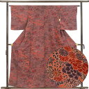 【中古】小紋 リサイクル着物 身丈159cm 裄63cm 前幅22.5cm 後幅30cm 袖丈48cm 袖幅32cm レディース 袷 花柄 裄Mサイズ 秋冬春用...