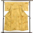 【中古】小紋 リサイクル着物 身丈153cm 裄64cm 前幅23cm 後幅29cm 袖丈48.5cm 正絹(シルク) レディース 袷仕立 秋冬春用 黄色地 裄...
