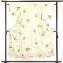 【中古】小紋 リサイクル着物 身丈150cm 裄62cm 前幅22cm 後幅28cm 袖丈44cm 正絹(シルク) レディース 袷仕立 秋冬春用 黄色地 裄Sサイズ リユース
