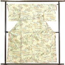 【中古】小紋 リサイクル着物 身丈159cm 裄65cm 前幅24cm 後幅30cm 袖丈47cm 正絹(シルク) レディース 袷仕立 秋冬春用 ベージュ地 裄...