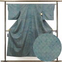 【中古】紬 リサイクル着物 身丈151cm 裄63cm 前幅24cm 後幅29cm 袖丈47cm 正絹(シルク) レディース 袷仕立 秋冬春用 緑地 裄Mサイズ...