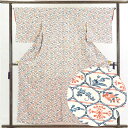 【中古】小紋 リサイクル着物 身丈156cm 裄66cm 前幅23cm 後幅28cm 袖丈49cm 正絹(シルク) レディース 袷仕立 秋冬春用 白地 裄Mサイ...