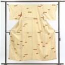 【中古】小紋 リサイクル着物 身丈153cm 裄63cm 前幅22cm 後幅28cm 袖丈44cm 正絹(シルク) レディース 袷仕立 秋冬春用 黄色地 裄Mサ...