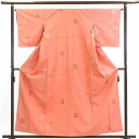 【中古】紬 リサイクル着物 身丈160cm 裄65cm 前幅23cm 後幅30cm 袖丈49cm 正絹(シルク) レディース 袷仕立 縞 秋冬春用 ピンク地 裄...