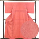 【中古】小紋 リサイクル着物 身丈161cm 裄65cm 前幅24.5cm 後幅28cm 袖丈49cm 正絹(シルク) レディース 袷仕立 秋冬春用 ピンク地 ...