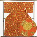 【中古】小紋 リサイクル着物 身丈158cm 裄67cm 前幅24.5cm 後幅30cm 袖丈48cm 正絹(シルク) レディース 袷仕立 秋冬春用 赤地 裄L...