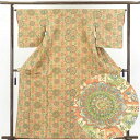【中古】小紋 リサイクル着物 身丈153cm 裄65cm 前幅22.5cm 後幅28cm 袖丈49cm 正絹(シルク) レディース 袷仕立 秋冬春用 緑地 裄M...