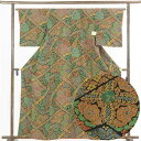 【中古】小紋 リサイクル着物 身丈162cm 裄64cm 前幅23.5cm 後幅29cm 袖丈48cm 正絹(シルク) レディース 袷仕立 秋冬春用 黒地 裄M...
