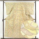 【中古】紬 リサイクル着物 身丈159cm 裄63cm 前幅23cm 後幅29cm 袖丈57cm 正絹(シルク) レディース 袷仕立 秋冬春用 ベージュ地 裄M...