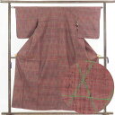 【中古】紬 リサイクル着物 身丈156cm 裄63cm 前幅23cm 後幅30cm 袖丈49cm 正絹(シルク) レディース 袷仕立 秋冬春用 紫地 裄Mサイズ...